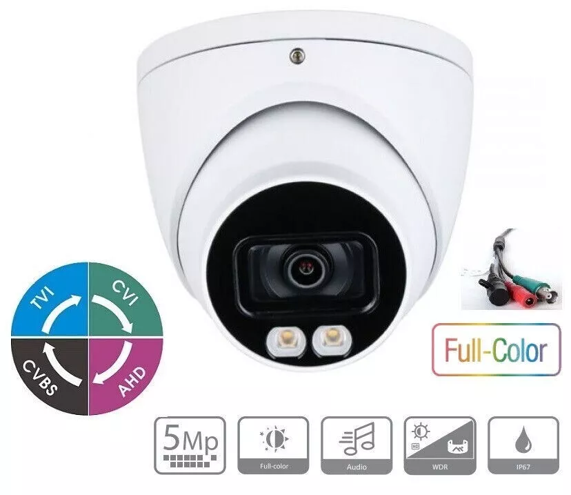 Dahua OEM 5MP Full Color HDCVI Dome Camera Mic Audio CVI/CVBS/AHD/TVI (image for) Dahua OEM 5MP Full Color HDCVI Dome Camera Mic Audio CVI/CVBS/AHD/TVI